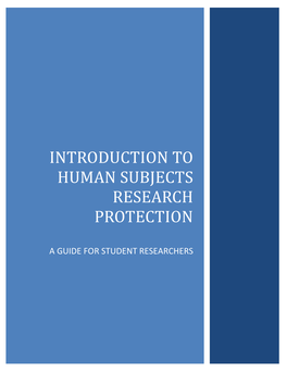 Introduction to Human Subjects Research