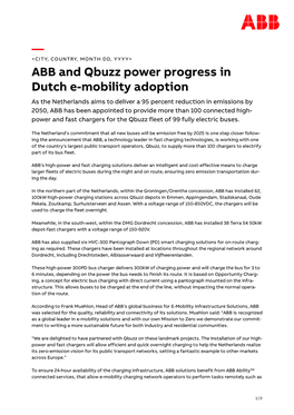 ABB and Qbuzz Power Progress in Dutch E-Mobility Adoption