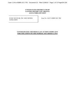 In Re Neustar, Inc. Securities Litigation 14-CV-00885