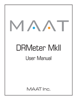 Drmeter Mkii User Manual