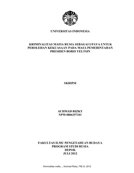 Universitas Indonesia Kriminalitas Mafia