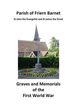 Parish of Friern Barnet Graves and Memorials of the First World