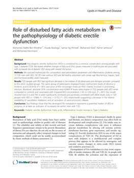 Role of Disturbed Fatty Acids Metabolism in the Pathophysiology