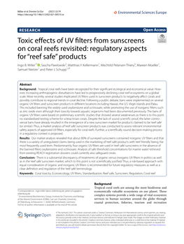 Toxic Effects of UV Filters from Sunscreens on Coral Reefs Revisited