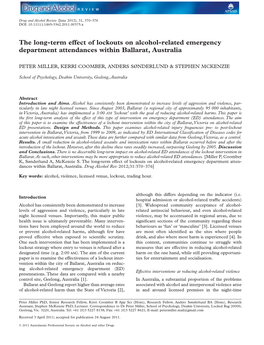 The Longterm Effect of Lockouts on Alcoholrelated Emergency Department Attendances Within Ballarat, Australia