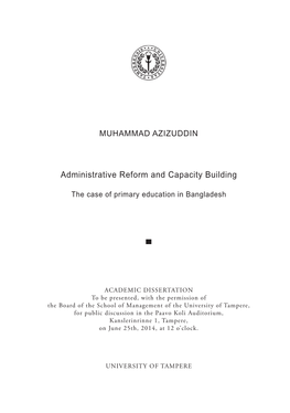 Administrative Reform and Capacity Building