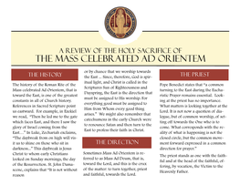 The Mass Celebrated Ad Orientem