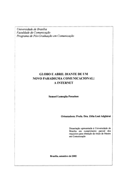 Globo E Abril Diante De Um Novo Paradigma Comunicacional: a Internet