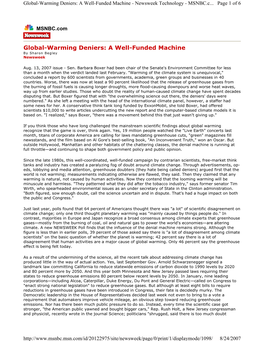 Global-Warming Deniers: a Well-Funded Machine - Newsweek Technology - MSNBC.C