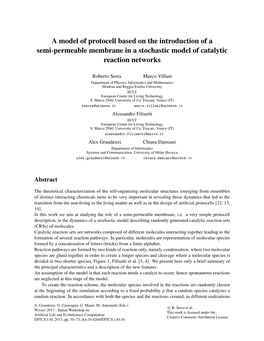 A Model of Protocell Based on the Introduction of a Semi-Permeable Membrane in a Stochastic Model of Catalytic Reaction Networks