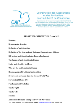 REPORT on ANTISEMITISM France 2019