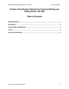 Technical Writing and Editing Series, GS-1083 TS-115 May 1992