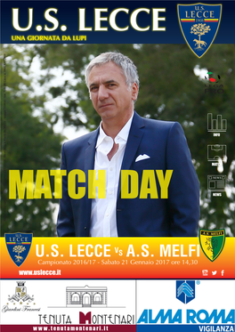 U.S. LECCE VS A.S. MELFI Campionato 2016/17 - Sabato 21 Gennaio 2017 Ore 14,30 U.S