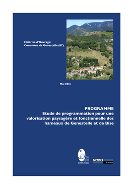 PROGRAMME Etude De Programmation Pour Une Valorisation Paysagère Et Fonctionnelle Des Hameaux De Genestelle Et De Bise Sommaire