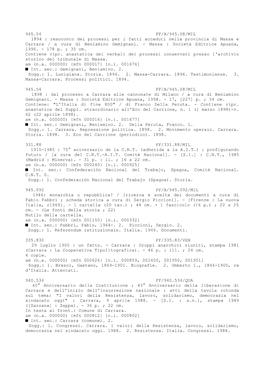 945.54 FF/A/945.08/MIL 1894 : Resoconto Dei Processi Per I Fatti Accaduti Nella Provincia Di Massa E Carrara / a Cura Di Beniamino Gemignani