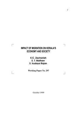 Impact of Migration on Kerala's Economy and Society