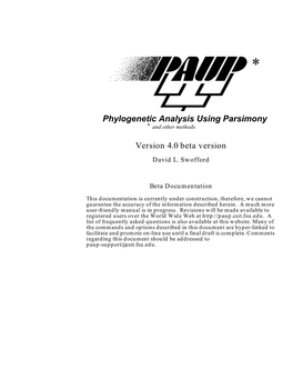 PAUP* 4.0 Beta: Command Reference --Draft Version