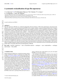 Arxiv:2107.02179V2 [Astro-Ph.SR] 15 Jul 2021 the Lines Originate from the Fast-Moving SN Ejecta