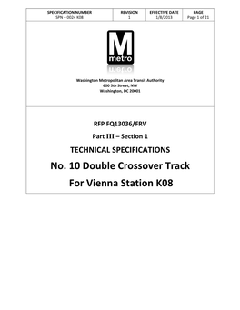 No. 10 Double Crossover Track for Vienna Station K08