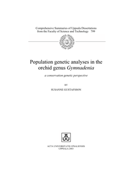 Population Genetic Analyses in the Orchid Genus Gymnadenia – a Conservation Genetic Perspective