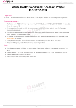 Mouse Maats1 Conditional Knockout Project (CRISPR/Cas9)