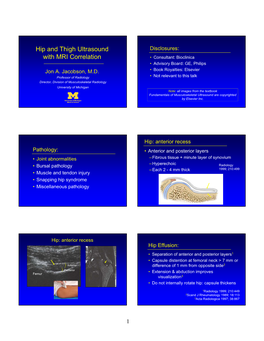 Hip and Thigh Ultrasound with MRI Correlation