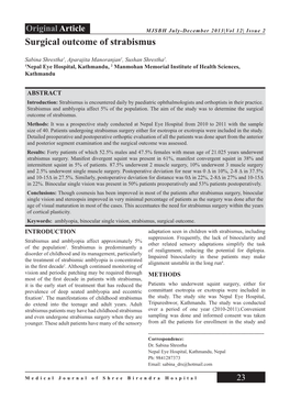 Surgical Outcome of Strabismus