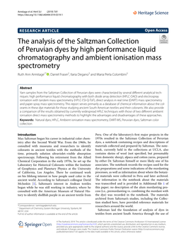 The Analysis of the Saltzman Collection of Peruvian Dyes by High