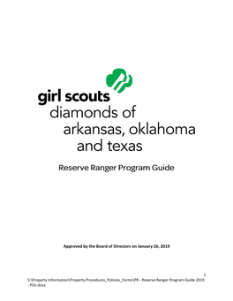 Reserve Ranger Program Guide 2019 - POL.Docx General Overview