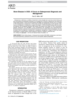 Bone Disease in CKD: a Focus on Osteoporosis Diagnosis and Management