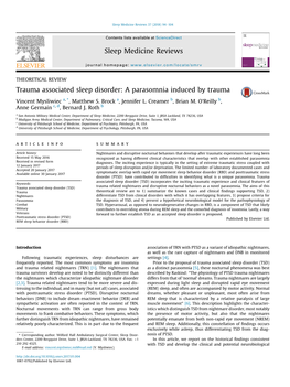 Trauma Associated Sleep Disorder: a Parasomnia Induced by Trauma