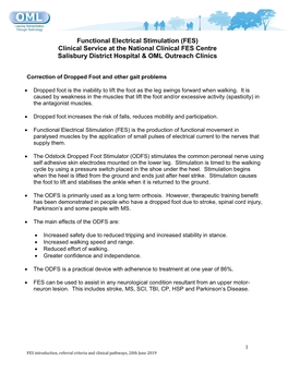 Correction of Dropped Foot Using Functional Electrical Stimulation (FES)