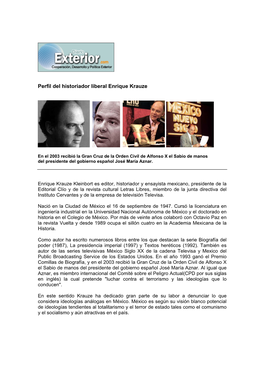 Perfil Del Historiador Liberal Enrique Krauze