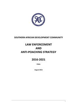 Law Enforcement and Anti-Poaching Strategy 2016