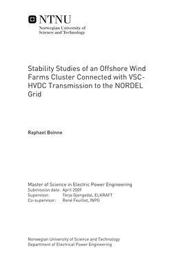 Stability Studies of an Offshore Wind Farms Cluster Connected with VSC- HVDC Transmission to the NORDEL Grid