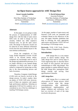 An Open Source Approach for ASIC Design Flow Kesari Ananda Samhitha Y