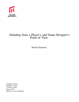 Grinding from a Player's and Game Designer's Point of View