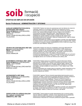 OFERTAS DE EMPLEO EN DIFUSIÓN Sector Profesional