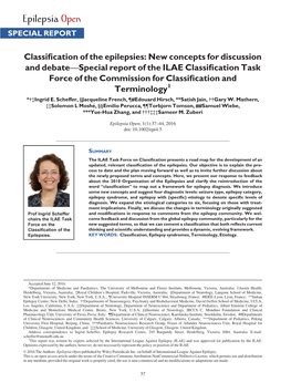 Classification of the Epilepsies and to Solicit Tion Framework Proves Incompatible with New Findings, We Comments and Criticism from Readers