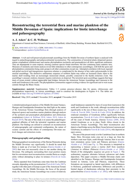 Reconstructing the Terrestrial Flora and Marine Plankton of the Middle Devonian of Spain: Implications for Biotic Interchange and Palaeogeography