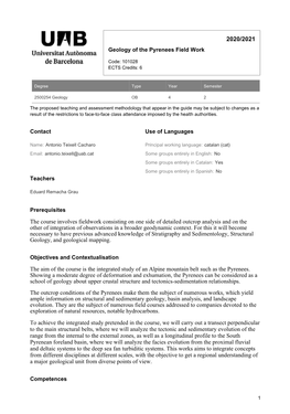 Geology of the Pyrenees Field Work