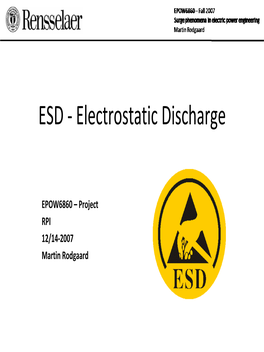 ESD ‐ Electrostatic Discharge