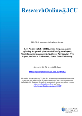 Spatio-Temporal Factors Affecting the Growth of Cultured Silver-Lip Pearl Oyster, Pinctada Maxima (Jameson) (Mollusca: Pteriidae) in West Papua, Indonesia