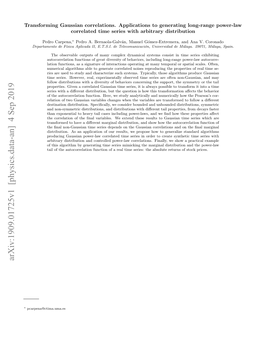 Transforming Gaussian Correlations. Applications to Generating Long-Range Power-Law Correlated Time Series with Arbitrary Distribution