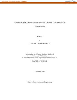 Numerical Simulation of the Flow of a Power Law Fluid in An