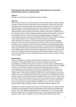 Exploring Tools of Anonymity (Mis)Used by Carders on Cryptomarkets