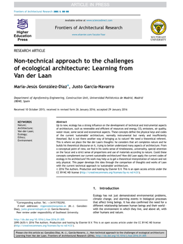 Non-Technical Approach to the Challenges of Ecological Architecture: Learning from Van Der Laan