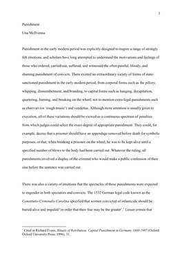 Punishment Una Mcilvenna Punishment in the Early Modern Period Was Explicitly Designed to Inspire a Range of Strongly Felt Emot