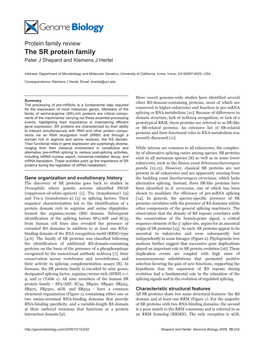 The SR Protein Family Peter J Shepard and Klemens J Hertel