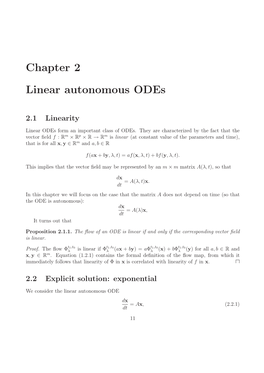 Chapter 2 Linear Autonomous Odes